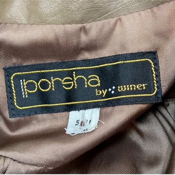 Vintage Porscha By Winter Collarless Ruffle Cuffs Minimalist Leather Jacket - Picture 8 of 8